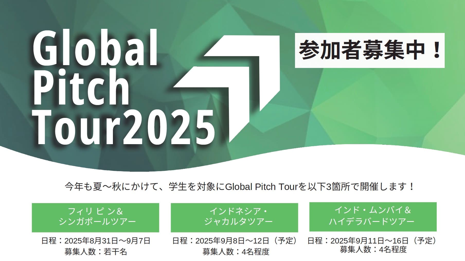 【二次募集スタート！】Global Pitch Tour 2025！